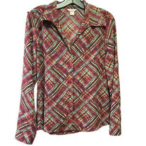 Christopher & Banks Colorful Button Down Blouse Small